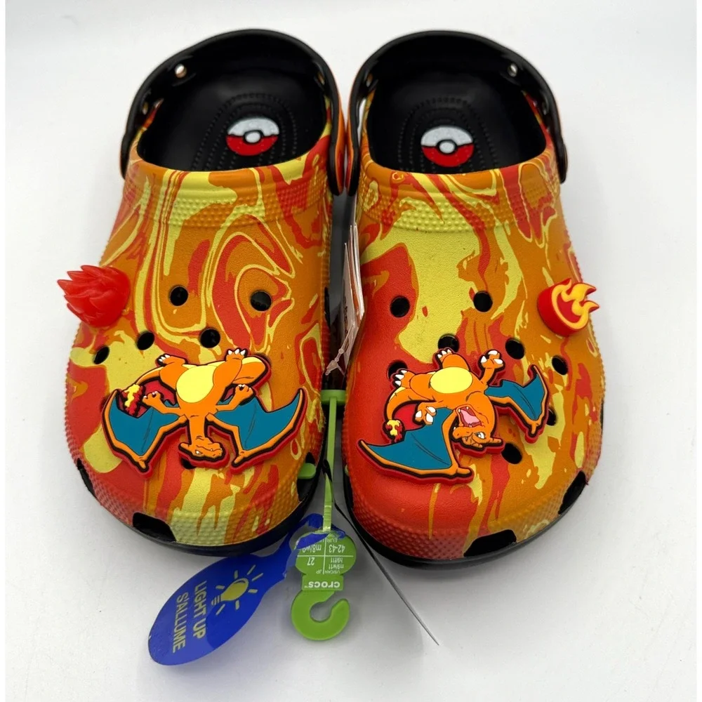 Crocs Pokemon Charizard Shoes Men Size 9 Orange Yellow Classic Clog 210242-001